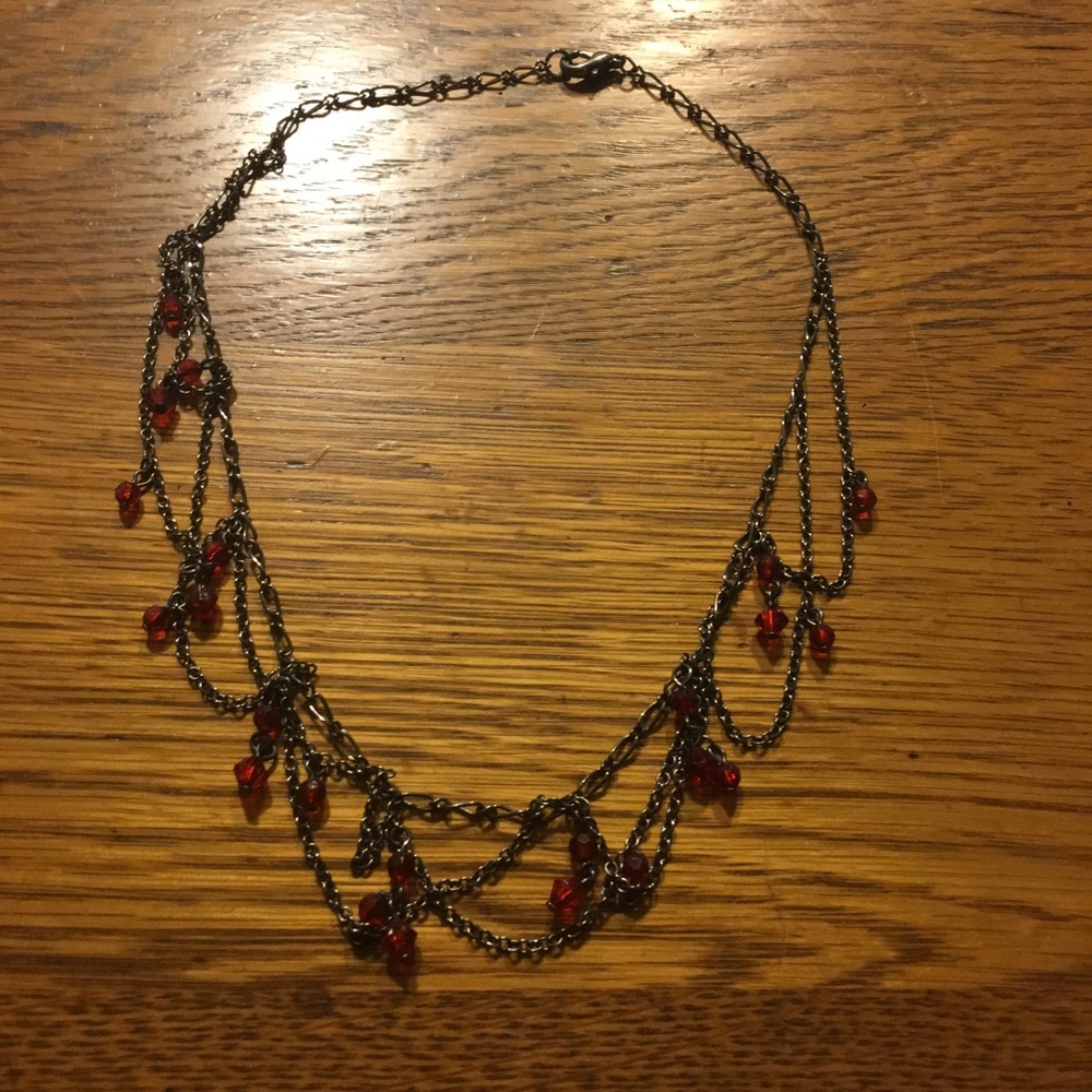 💍Vintage red bead choker style necklace